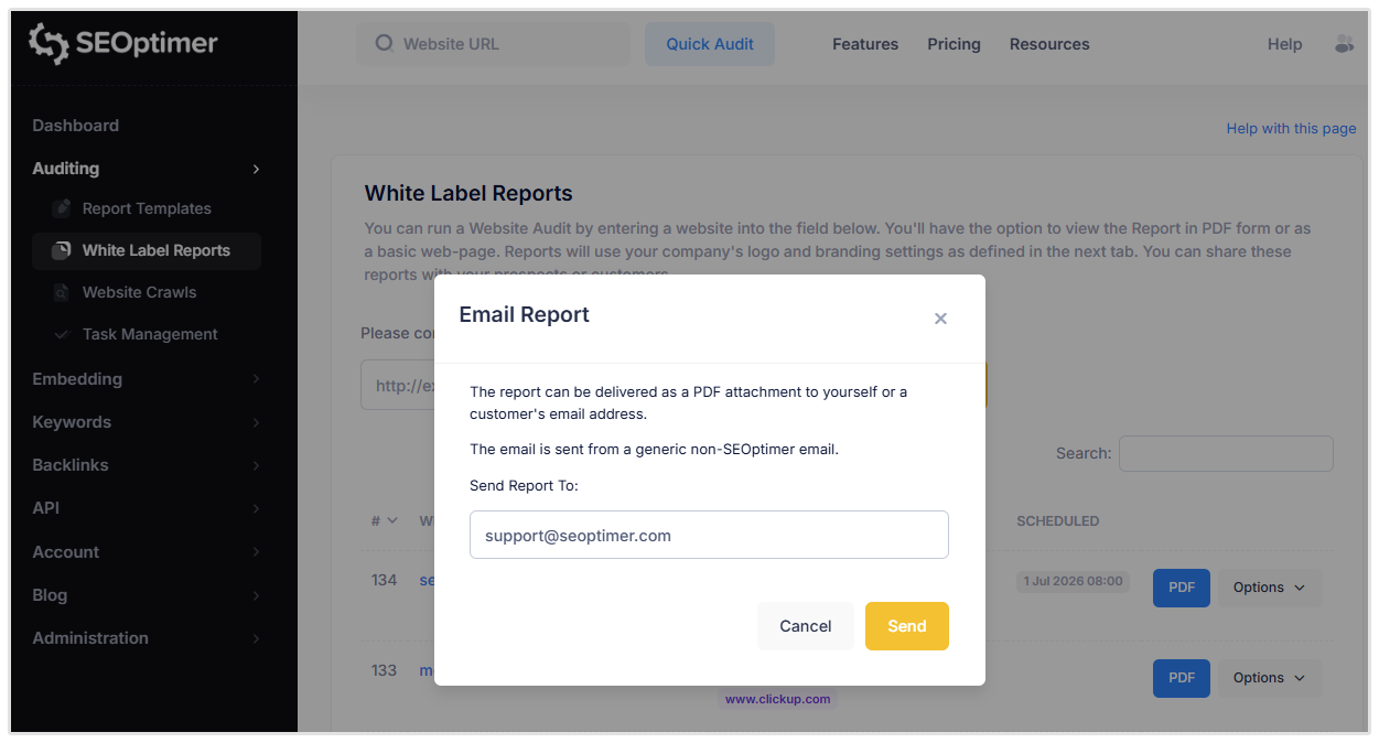 Email report